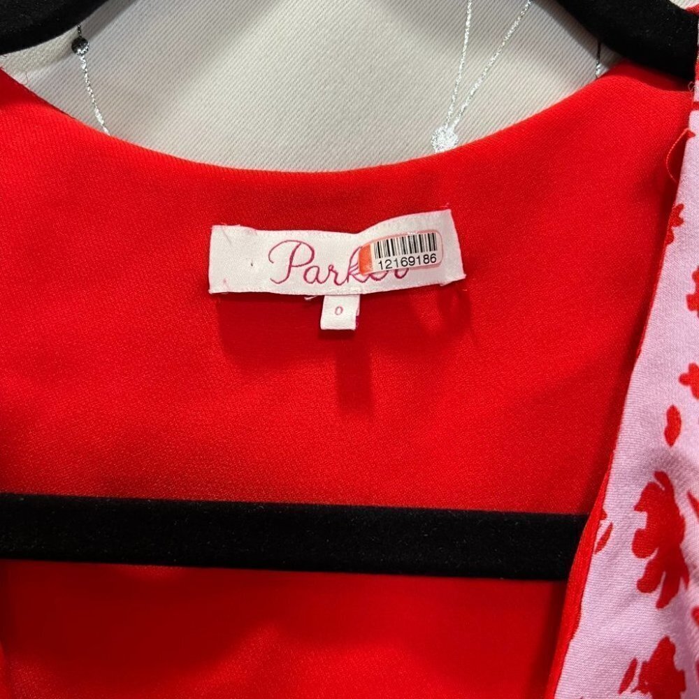 Parker Red Pink Jennifer Combo Midi Dress $358 - Picture 8 of 9
